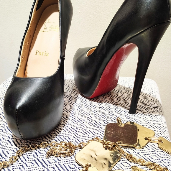 - CHRISTIAN LOUBOUTIN SZ 38/8 DAFFADIL RED BOTTOM 6" PUMP HEELS LN - Picture 8 of 14